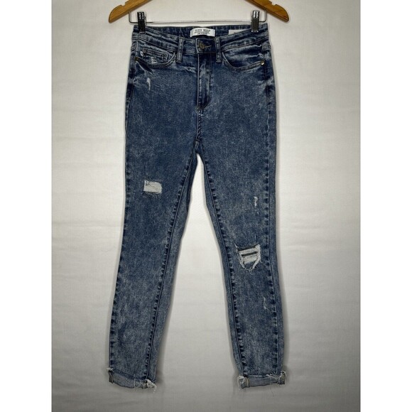Judy Blue Skinny Fit Jeans JB88266 Distressed Women’s Size 3 / 26 Raw‎ Hem - Picture 1 of 8